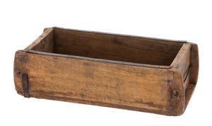 Ziegelform Holzkiste mit Metall Beschlägen - 30 x 15 cm - Vintage Deko Kiste aus Altholz - Allzweck Box aus altem recyceltem Holz shabby used look