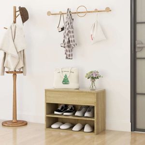 vidaXL Ławka na buty dąb sonoma 60x30x45 cm Materiał drewnopochodny - Ławka na buty - Ławki na buty - Ławki do przechowywania - Ławki do przechowywania