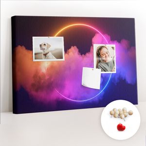 Pinwand Korkplatte Tafel ohne Rahmen - Lehrmittel Kinderspiel - 60x40 cm - 100 Stk. Holz-Pinnadeln - 3D Rauch abstrakt