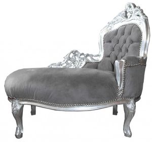 Casa Padrino Barock Kinder Chaiselongue Grau/Silber - Kindermöbel Casa Padrino Barock Kinder Chaiselongue Grau/Silber - Kindermöbel