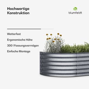 Blumfeldt Hohes Garten-Hochbeet aus verzinktem Stahl - Rost- & Frostschutz, 150x60x43 cm - einfache Montage, ideales Selbstversorger-Hochbeet für Anbau von Kräutern, Gemüse & Blumen
