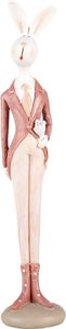 Clayre & Eef Dekorationsfigur Kaninchen 22 cm Weiß Rosa Kunststoff