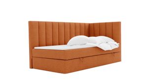 Postel KULMA s pružinovou postelí a čelem ve tvaru L, 100 x 200 cm, s podstavcem pod postel, barva: lososová