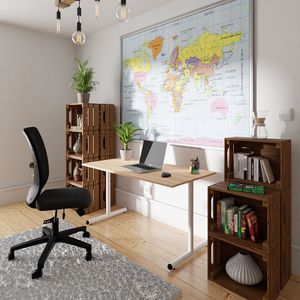 LEVIRA – Schreibtisch, Computertisch, Schreibtisch, Aller - Weiß / Buche