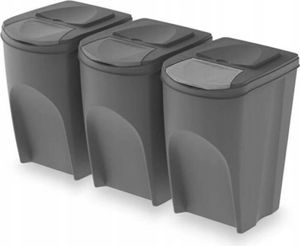 Prosperplast Sortibox Odpadkový kôš Odpadkový kontajner na separovaný odpad 3x35 l, sivý
