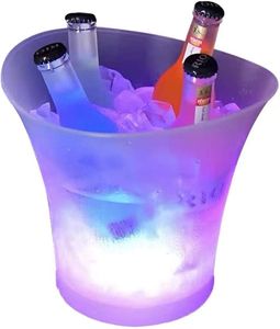 LED Eiskübel,  5L Großraum Flaschenkühler - Sektkühler - Weinkühler - Getränkekühler - Kühler Led Wasserdicht mit Farbwechsel, für Party, Haus, Bar, etc (Batterien nicht enthalten)