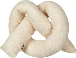 BELIANI Dekokissen Beige Webpelz mit Füllung 172x14 cm Teddy-Optik Bretzelform Knotenkissen Modern Wohnzimmer Schlafzimmer Ausstattung Sofakissen