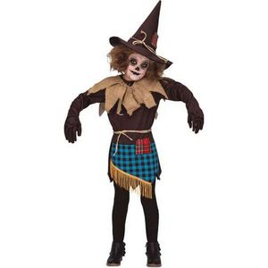 Kostým strašiaka pre dievčatá Halloween Detský kostým hnedo-modro-béžový