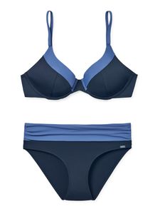 Schiesser bikini oberteil badeanzug Aqua Sea Blossom nachtblau 38B