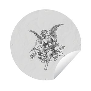 Gartenposter Rund - Engel - Religion - Jahrgang - Ø 150 cm - Gartendeko