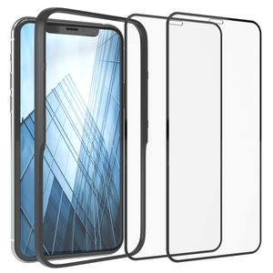 EAZY CASE 2X Displayschutzfolie aus Glas mit Rand kompatibel mit iPhone X/XS / 11 Pro, Displayschutz mit Installationshilfe, Schutzglas 5D, 9H, Anti-Kratzer, Selbstklebende Glasfolie