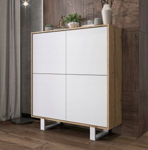 Industrialna komoda RTV Loft szafka RTV Dąb wotan Biały MAT 113 cm Nogi Loft Metalowe Białe