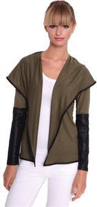 Damen Cardigan mit PolyurethanÄrmeln Bolero; Gr. S/M; Khaki