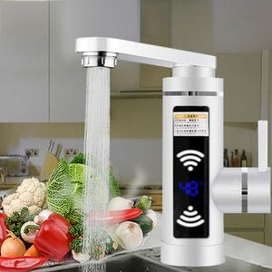 3000W LED Elektrische Warmwasserbereiter Durchlauferhitzer Wasserhahn Küche Armatur weiß