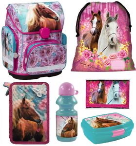 6TLG SET MY LITTLE PONY SCHULRANZEN FEDERMAPPE Brotdose Trinkflasche Turnbeutel 