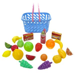 22-teiliges Spielset, Kinder Einkaufskorb mit Obst und Lebensmittelkartons, Tragegriffe klappbar, Korb-Größe (HxTxB) ca. 22,5 x 17 x 24,3 cm