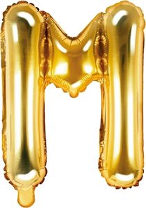 Balon foliowy Litera M 35cm złoty na ślub urodziny