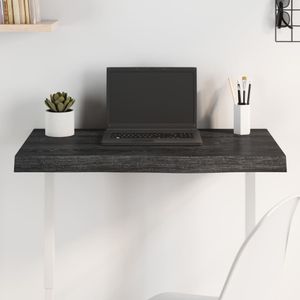 Tischplatte Dunkelgrau 80x40x6 cm Massivholz Eiche Behandelt