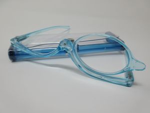 Praktische DAMEN Schminkbrille +1,0 blau Lesebrille Schminkhilfe mit Federbügel