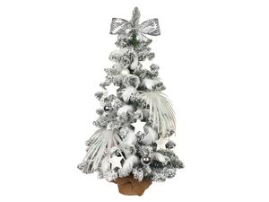 Geschmückter künstlicher Weihnachtsbaum POLARWEISS 60 cm mit LED-BELEUCHTUNG IM TOPF