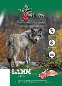 X-CLASS Lamm mit Reis für ausgewachsene Hunde, Super Premium Alleinfuttermittel, 12kg