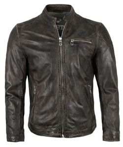 Milestone - Herren Echtleder Lederjacke Lammnappa dunkelbraun