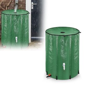 YARDIN Faltbare Regentonne Regenwassertonne Wasserspeicher Regenwassertank mit Regenfass PVC Schutzabdeckung, Grün 380L,100 Gallone