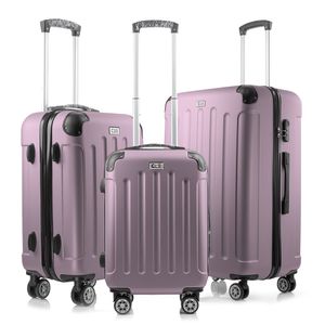 Club_49 sada kufrů na kolečkách s tvrdou skořepinou sada cestovních kufrů M-L-XL v 8 barvách (PUDERROSA SET, M+L+XL)