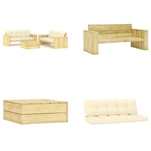 vidaXL 3 ks zahradní lounge set s polštáři impregnované borovicové dřevo - Zahradní lounge set - Zahradní lounge sety - Venkovní lounge set - Lounge set