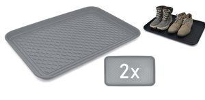 2x Schuhablage 60x40cm Abtropfschale Schuh Matte Wanne Tablett Napfunterlage Grau 2x Schuhablage 60x40cm Abtropfschale Schuh Matte Wanne Tablett Napfunterlage Grau