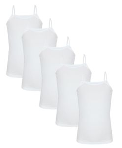 TupTam Mädchen Unterhemd Spaghettiträger Top 5er Pack, Farbe: Weiß, Größe: 122-128