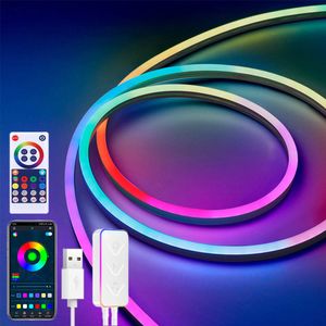 Neon LED Strip RGBIC Dimmbar Silikon 3M, Led Streifen Wasserdicht APP-Steuerung Timer Musik Sync., Led Lichtband Fernbedienung DIY Deko Innen Außen