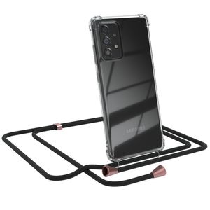 EAZY CASE Handykette kompatibel mit Samsung Galaxy A52 / A52 5G / A52s 5G Kette Handyhülle mit Umhängeband Handykordel Schutzhülle Silikon Schwarz / Rosé