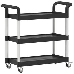 vidaXL Rollwagen mit 3 Etagen Schwarz 77x34x72 cm Aluminium