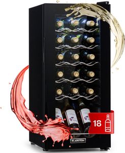 Klarstein vinotéka, 1 zóna, malá, 50 l, sklenené dvere, 5-18 °C, 18 fliaš