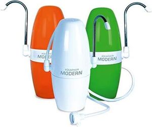 AQUAPHOR MODERN weiß Auftisch-Wasserfilter - Wasserhahnfilter mit B200 AQUALEN + AKTIVKOHLE ALL-IN-1 SCHUTZ-KARTUSCHE