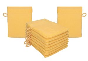 Betz 10er Pack Waschhandschuhe Waschlappen Größe 16x21 cm Kordelaufhänger 100% Baumwolle Premium Farbe - honiggelb