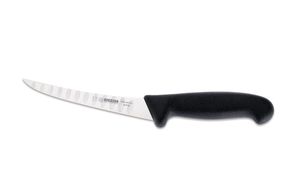 Giesser Messer Ausbeinmesser Fleischermesser rutschfest scharf Klinge gebogen - 15 cm, Flexibel mit Kullenschliff, Schwarz