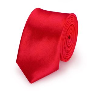 Krawatte Rot slim aus Polyester einfarbig uni schmale 5 cm
