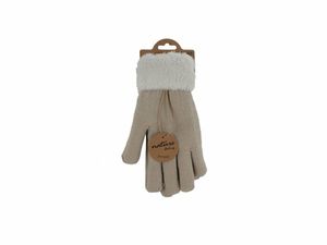 Gefütterte Teddy Winterhandschuhe I Strickhandschuhe [Beige]