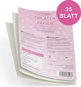 GoodBake Oblatenpapier, 25 Blatt, DIN A4, essbare Tortendeko, vegan, glutenfrei