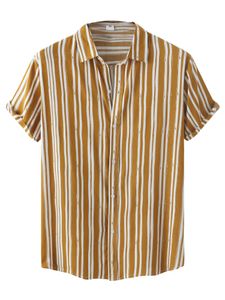 Herren Hemden Baumwolle Shirts Sommer T-Shirt Lässig Oberteile Tee Freizeithemd Gelb,Größe S