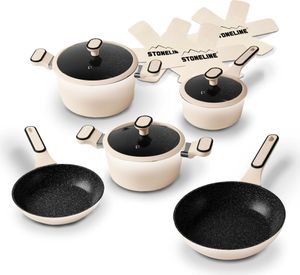 STONELINE® Kochgeschirr-Set 11-teilig 18/20/24 Creme | mit Deckeln