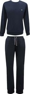 Emporio Armani Herren Pyjama lang  Schlafanzug Rundhals in Blau  Gr. S