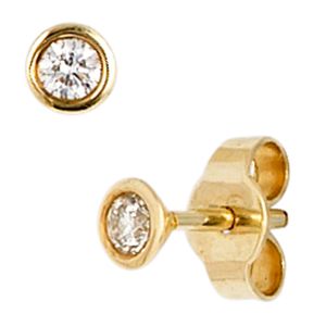 JOBO Ohrstecker 585 Gold Gelbgold 2 Diamanten Brillanten 0,10ct. Ohrringe