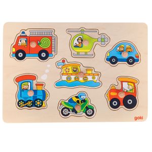 goki 57491 Steckpuzzle Verkehrsmittel, bunt