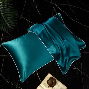 Maulbeerseide-Kissenbezug Standard 48 x 74 cm, einseitig, Seide, 600 Stück, hypoallergen, Hautgesundheits-Kissenbezug (1 pcs)Blau