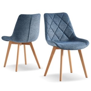 B&D home Esszimmerstühle TANIA 2er Set | Polsterstuhl Küchenstühle für Esszimmer, Küche, Büro | landhaus | Webstoff Blau B&D home Esszimmerstühle TANIA 2er Set | Polsterstuhl Küchenstühle für Esszimmer, Küche, Büro | landhaus | Webstoff Blau