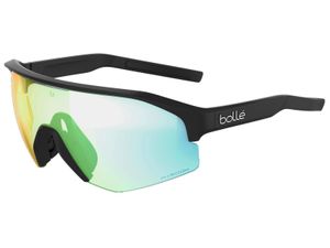 BOLLÉ Sportbrille "Lightshifter" Größe M black matte, Scheibe phantom clear green, Cat. 1-3, hochfestes NXT-Glas, photochromatisch, erhöhter Kontrast, beste optische Klarheit, 100% UV-Schutz