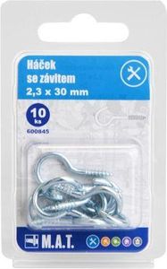Háček se závitem 30x2,3mm Zn (10ks)